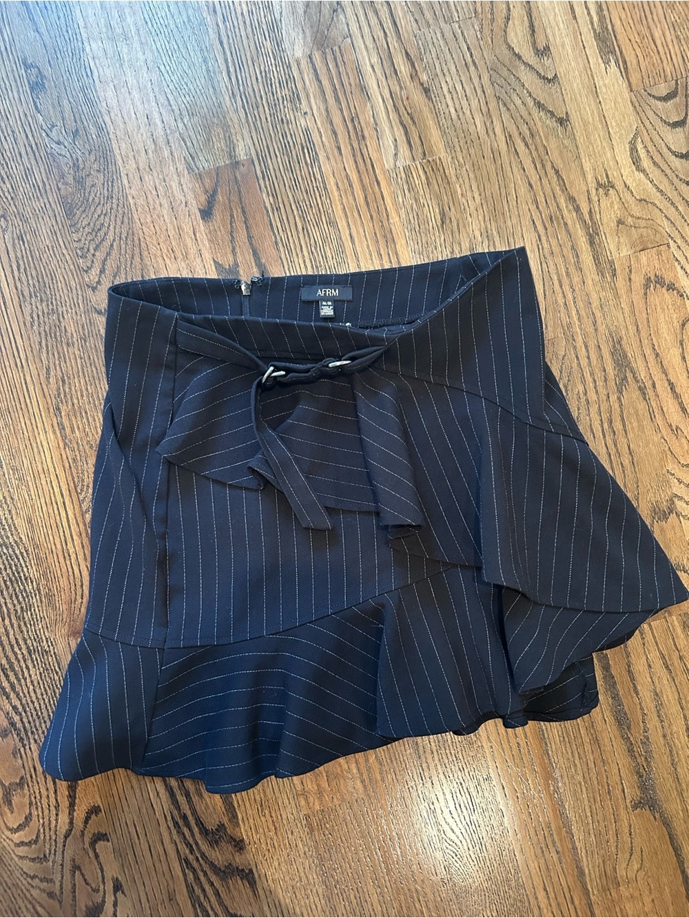 AFRM Black Pin Stripe Mini Skirt